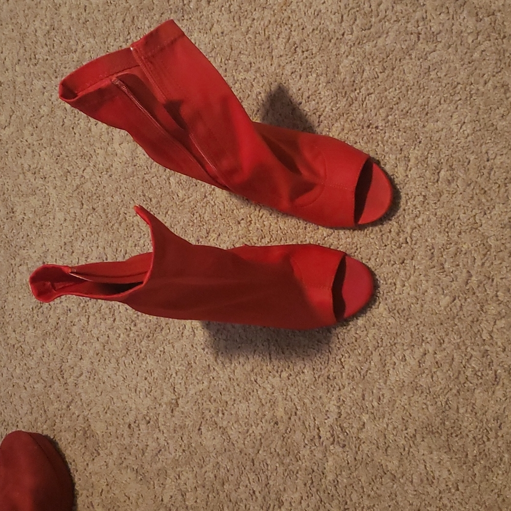 Red hot high heels with peep toe